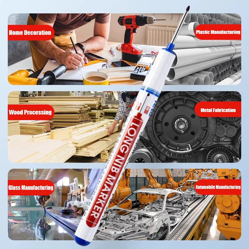 Deep hole 20mm long head marker pen for woodworking tiling hardware waterproof quick drying oil based pen for wholesale