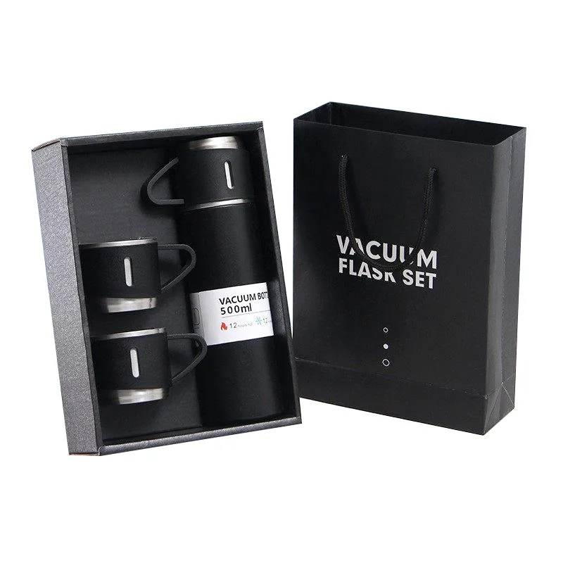 gift box set 500ml vacuum stainless steel thermos cup high-grade spray plastic stainless steel cup support customization logo