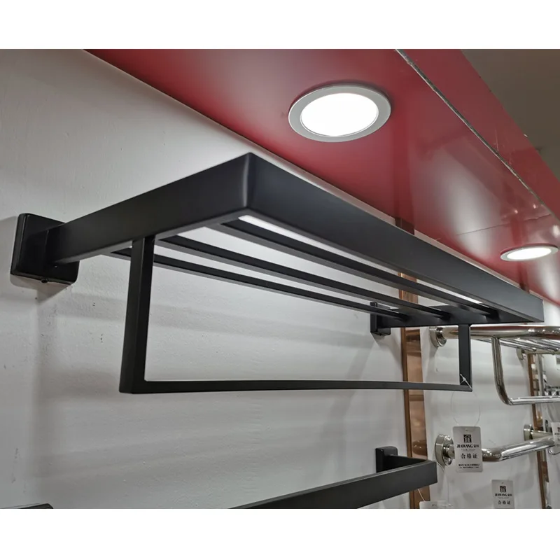 Hotel High Quality Bathroom Hardware Accessories Sets Stainless Steel Square Matt Black Color Bathroom Accessories For Hot