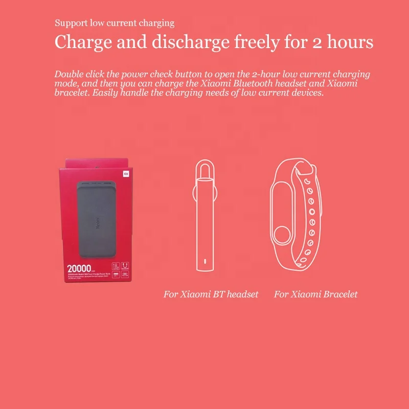 Global Version Xiaomi Power bank 20000mah 18w Charging USB-C Micro-USB Mi Redmi Two-way Power charger External Battery