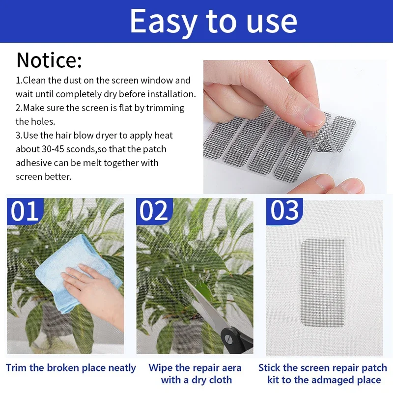Stock 5PCS Self Adhesive Window Screen Repair Kit Fix Net Screen Repair Stickers Anti Mosquito Screen Patches For Windows Door
