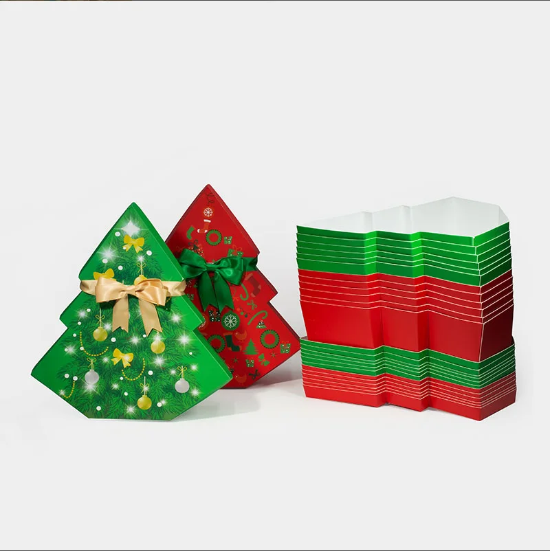 Ccustom Christmas tree shaped Cardboard Box Candy Packaging Cookie Packing Christmas Advent Calendar Box For Chocolate