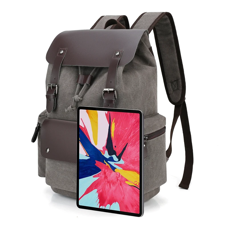 Vintage Canvas Casual Backpack 15.6 inch Laptop Backpack Mochilas Mens Canvas Travel Backpack