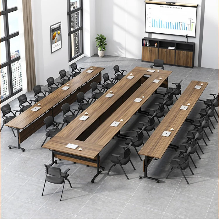 Laminated top moveable folding seminar table conference room meeting negotiating table system