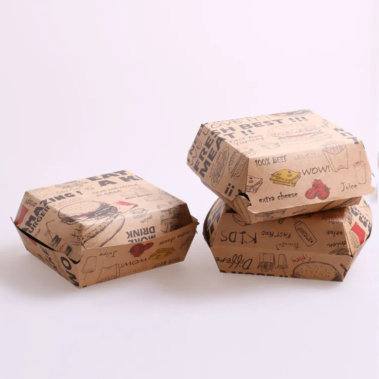 
Large Clamshell Hamburger Take Out Carton, fast food paper packaging box 