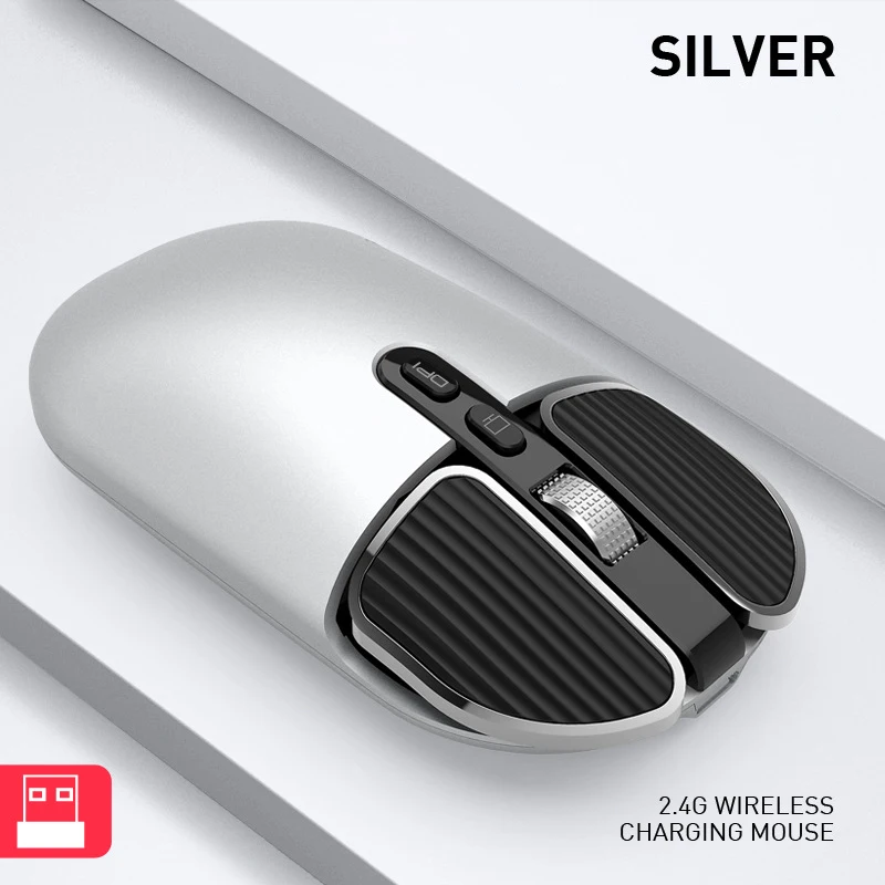New Design 2.4Ghz Wireless 1600 DPI Pocket 5 Button Mute Mouse BT 5.1 Business Office Charging Mouse