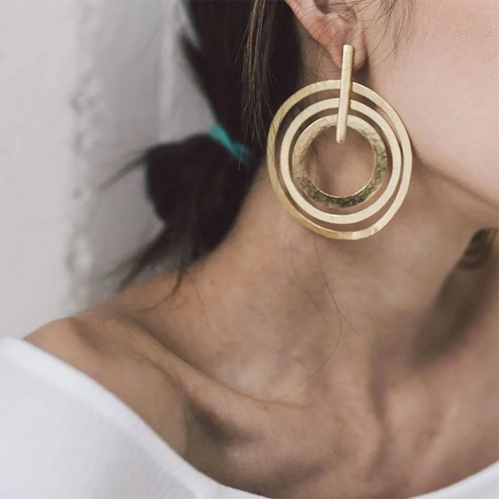 2020 новая модель, широкие полукруглые серьги-кольца из цинкового сплава для женщин