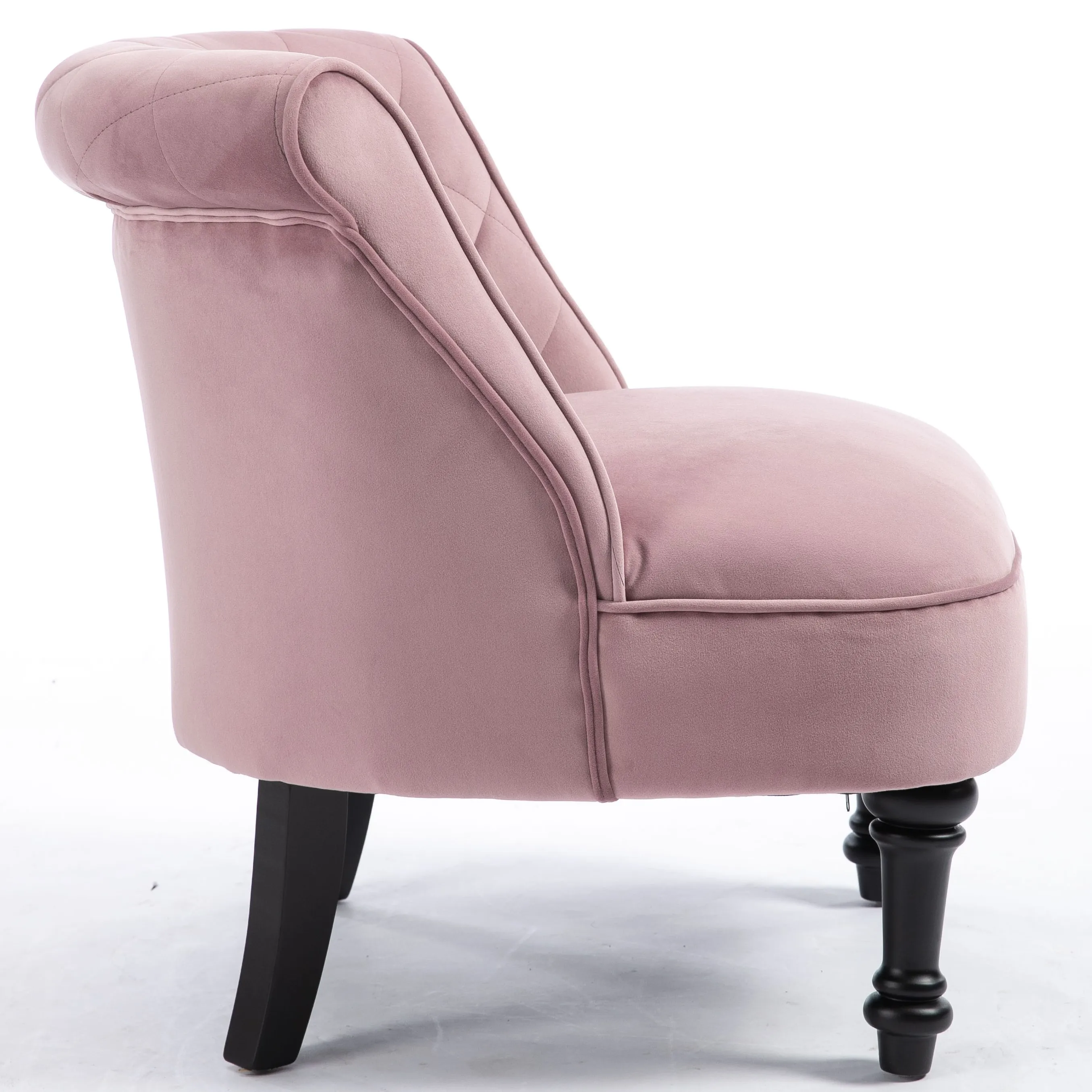 Classic Pink Velvet Upholstered Solid Wood Living Room Accent Chair