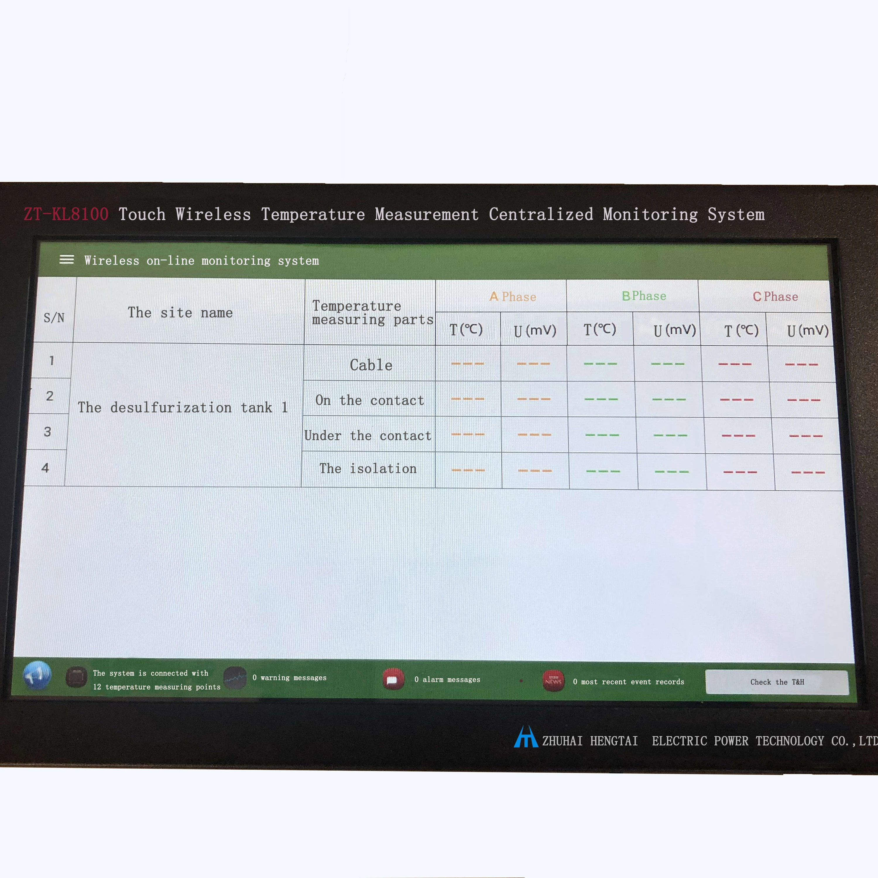 ZT-KL8100 сенсорный беспроводной датчик температуры измерения централизованной системы