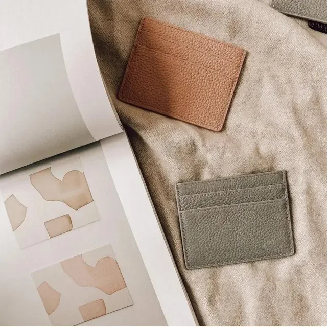 Custom Premium Wholesale Real Leather RFID Blocking Slim Business Bank ID Credit Card Holder