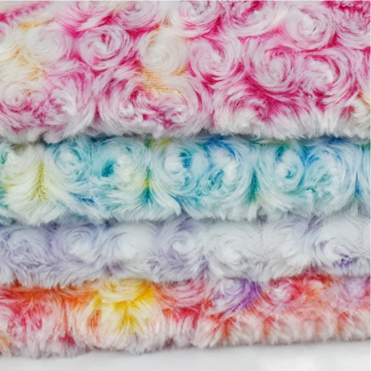 Spot Product Home Textiles Solid Color 100% Polyester Breathable Warm Beautiful Rose Swirl Pv Plush Faux Fur Fabric/