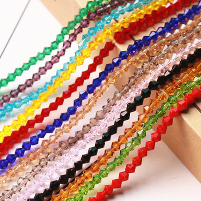 Hot Sale bicone Beads 2/3/4/5/6/8mm Colorful glass bicone crystal beads for jewelry making