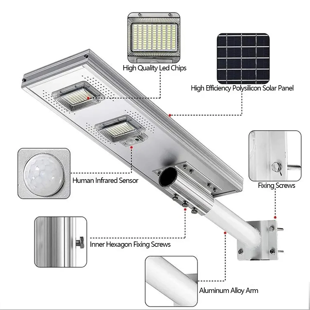 Hienergy All In One Solar Street Light 50W 100W 150W 200W Outdoor Waterproof Solar Energy Road Light Panel
