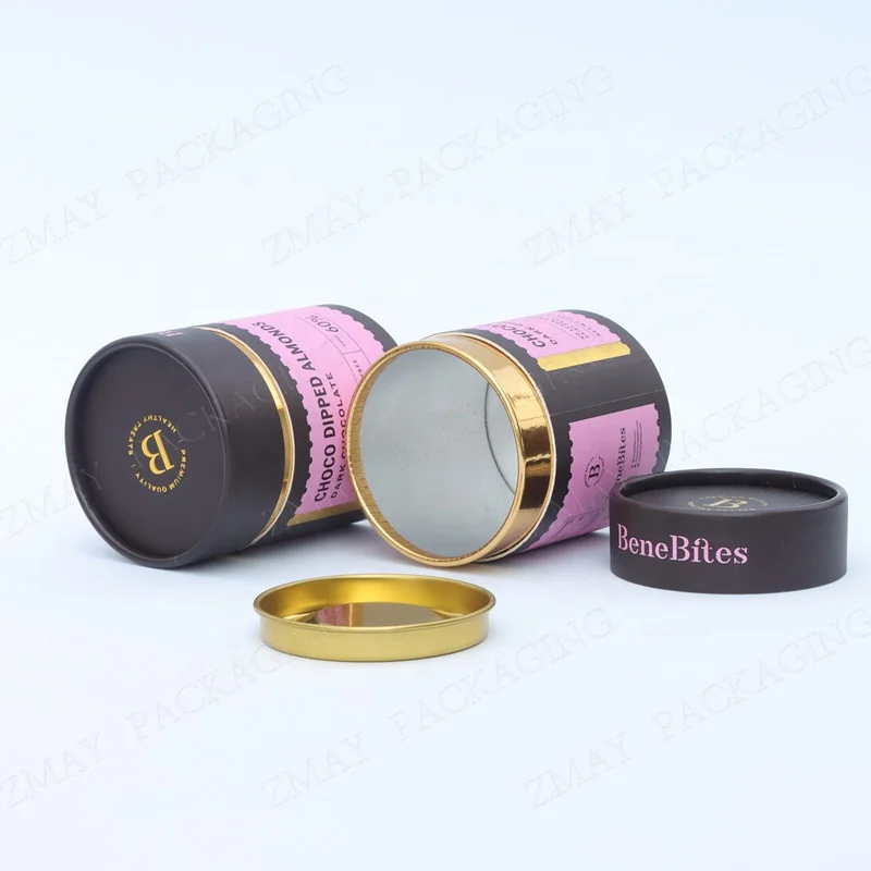 customized size cardboard round tea boxes tea can paper aluminum foil paper lining