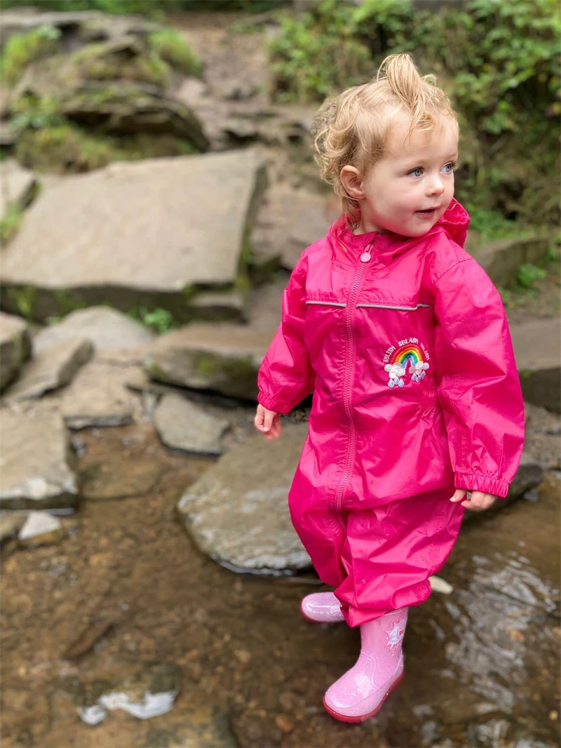 Plain Color Kids Red Raincoat High Quality Kids Raincoat Rain Boots Kids Waterproof