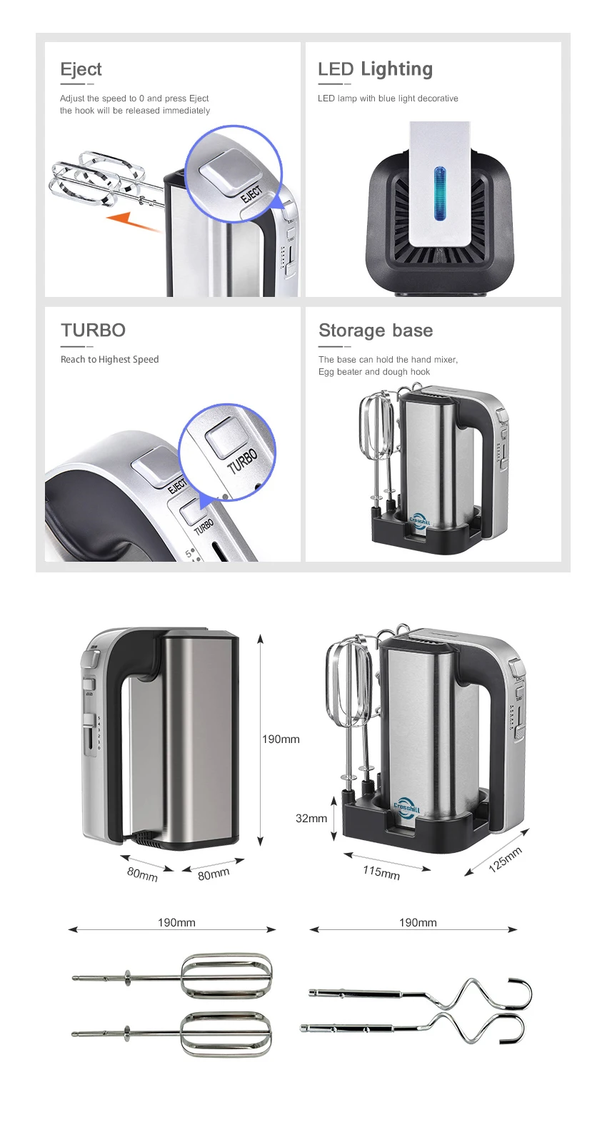 Customizable Colorful Handheld OEM ODM Plastic Cheap  Cake Room Electric Mixer Egg Beater Whisk