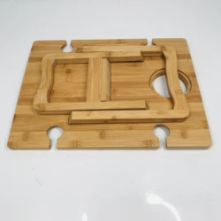 2023 Outdoor Picnic Table Portable Two-In-One Folding  Bamboo Versatile Wine Bottle Holder Glass Cup Rack with Free Wood Handle