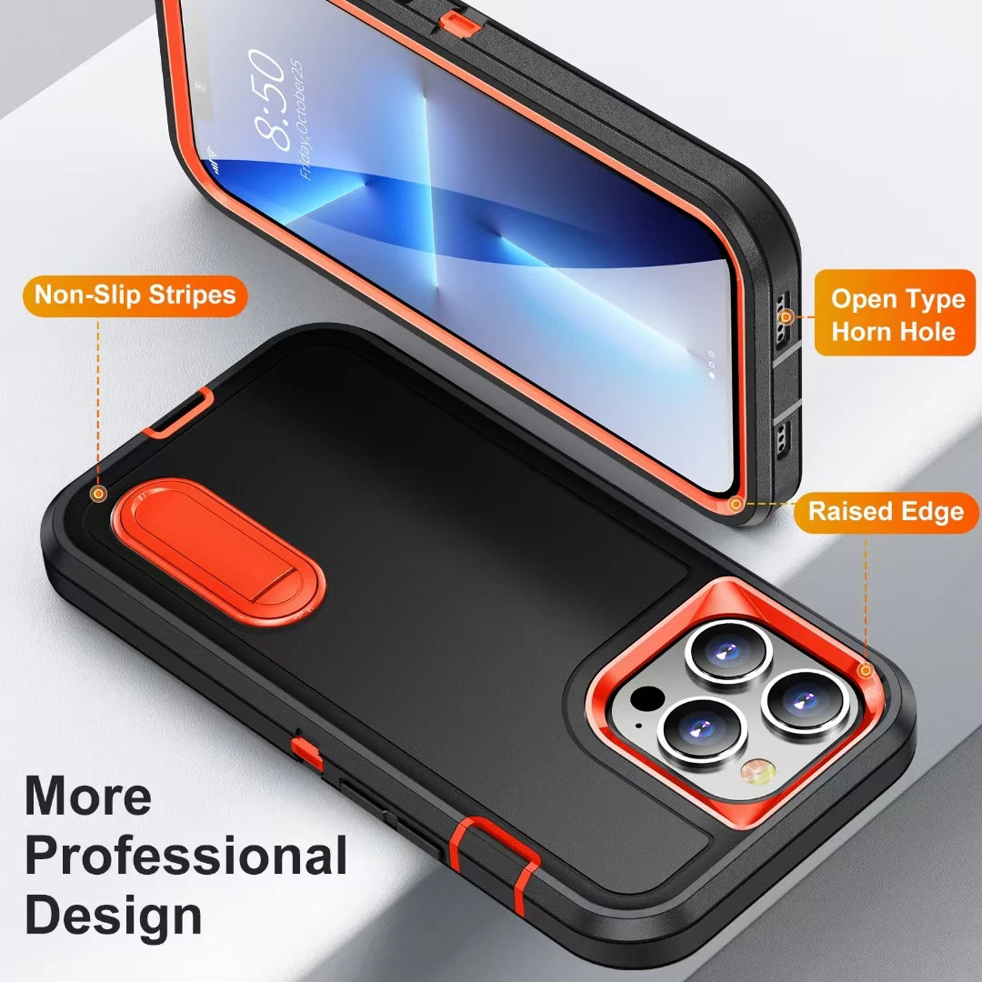 Shockproof Phone Case For iPhone 13 12 11Pro Max XR X XS Max 7 8 Plus 3 Layers Hybrid Full Body Protect Anti-Knock Armor Cover