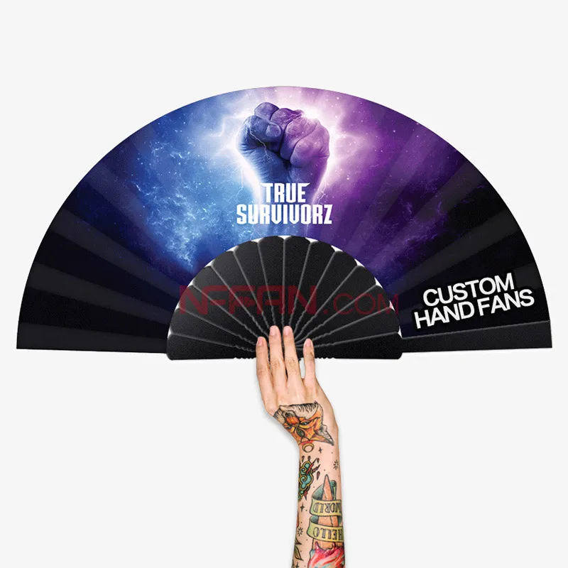 Custom Promotional Plastic Foldable Craft Hand Fan Folding Handheld Diy Printed Spanish Fan for Rave or Festivals