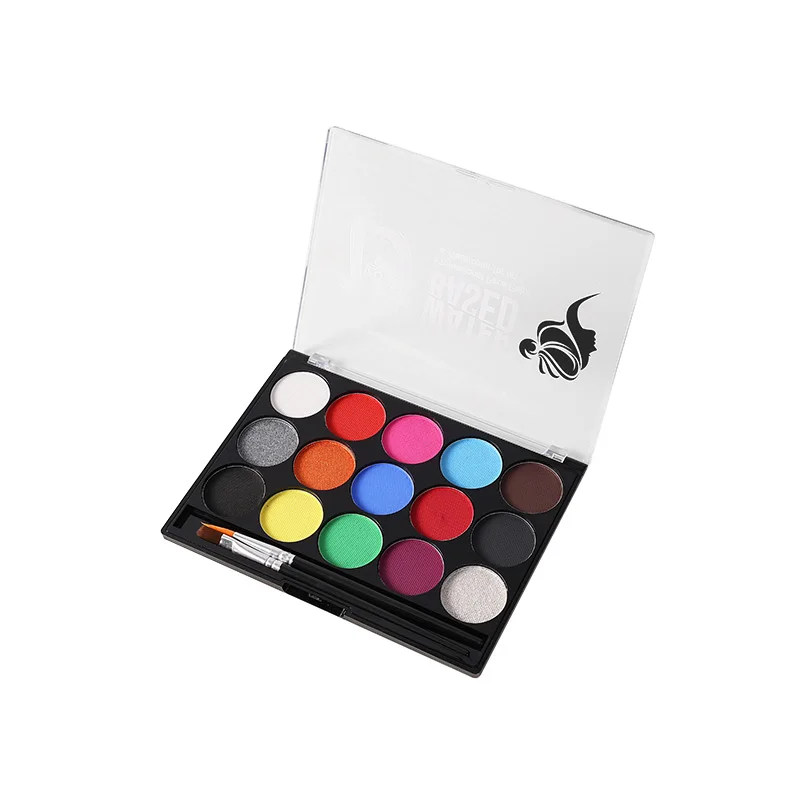 Customized 15 Colors Water-Based Long Lasting Neon Face & Body Paint Palette Halloween Makeup Non Toxic Washable Face Paint