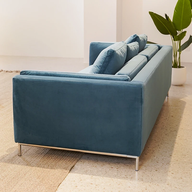 Modern Classic Blue Velvet Sofa