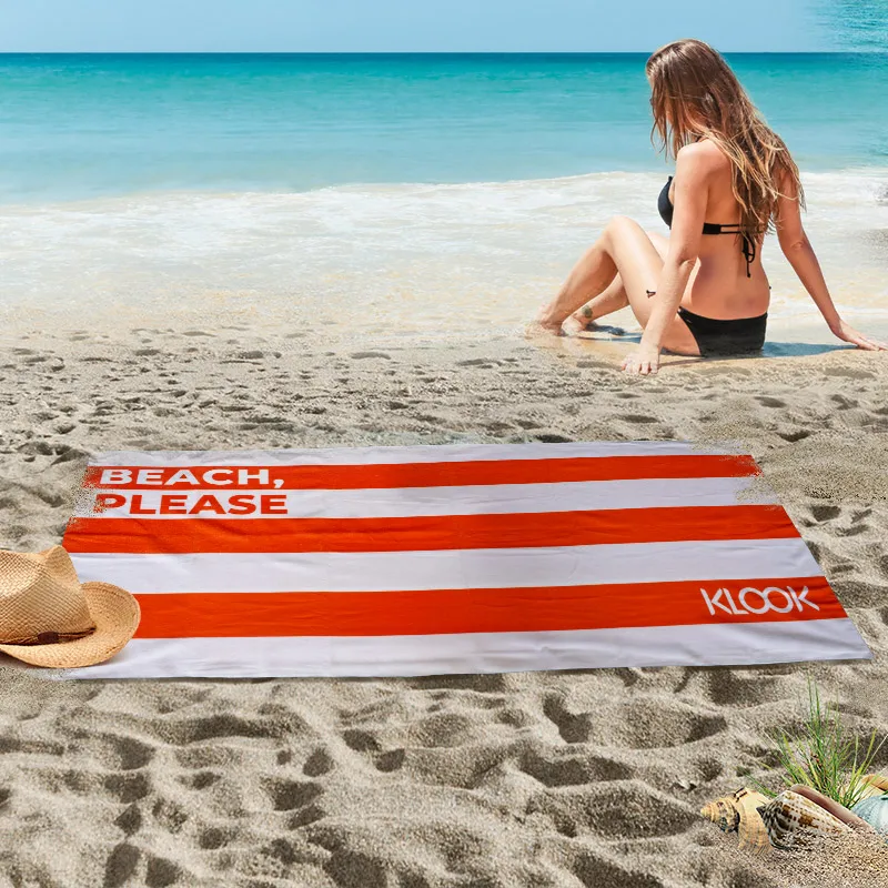 Wholesale quick dry summer beach towel sand free suede waffle beach towel with custom print