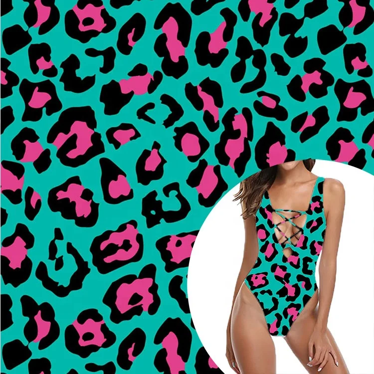 knitted warp gsm 190g chlorine resistant nylon leopard design spandex sublimation digital printing fabric