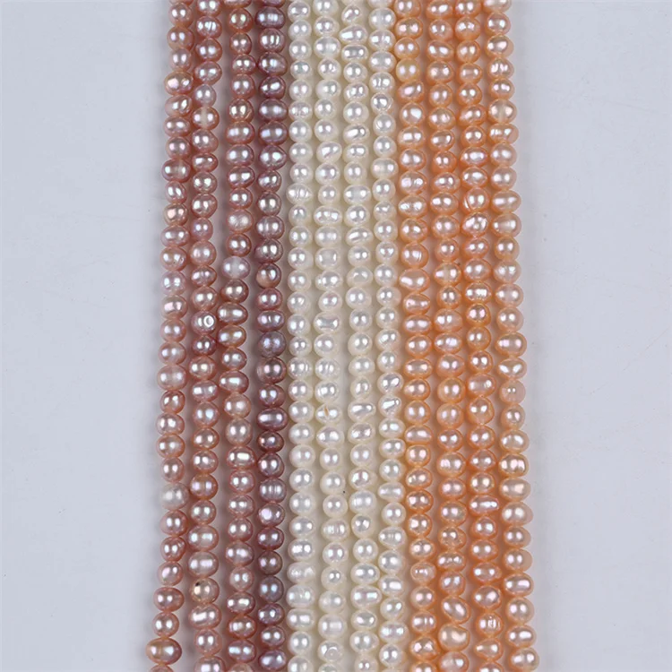 Zhuji Natural 4-5mm White Pink Purple Potato Freshwater Pearls Beads Strands