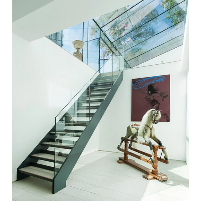 CBMmart Foshan Factory Prefabricated Modern Luxury Indoor Metal Stairs Customized Mono Stringer Straight Staircase Design