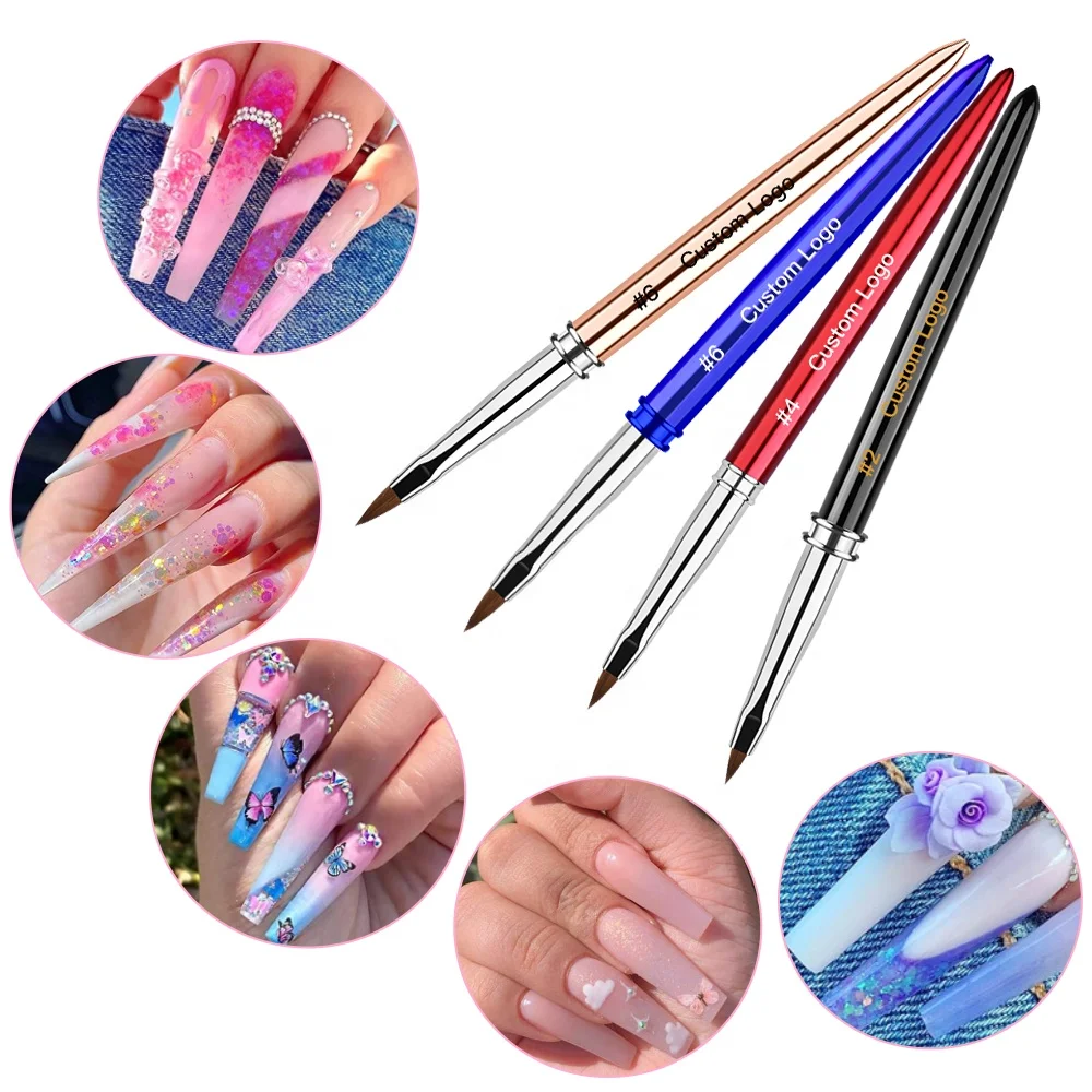 Customized Logo 3D Brush Kolinsky #2/4/6 for Flower Nail Supplies Pincel Acrylic Pure Kolinsky Professional
