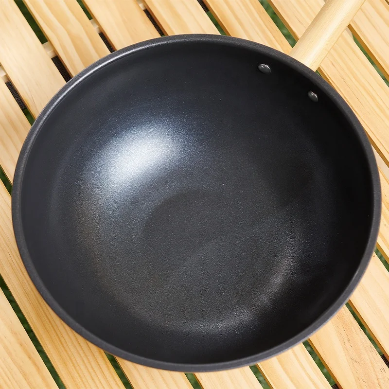 Commercial Stainless Steel Portable Kitchen Cooking Wok Non-Stick Camping Pan for Hiking Barbecues Outdoor Iron Cookware