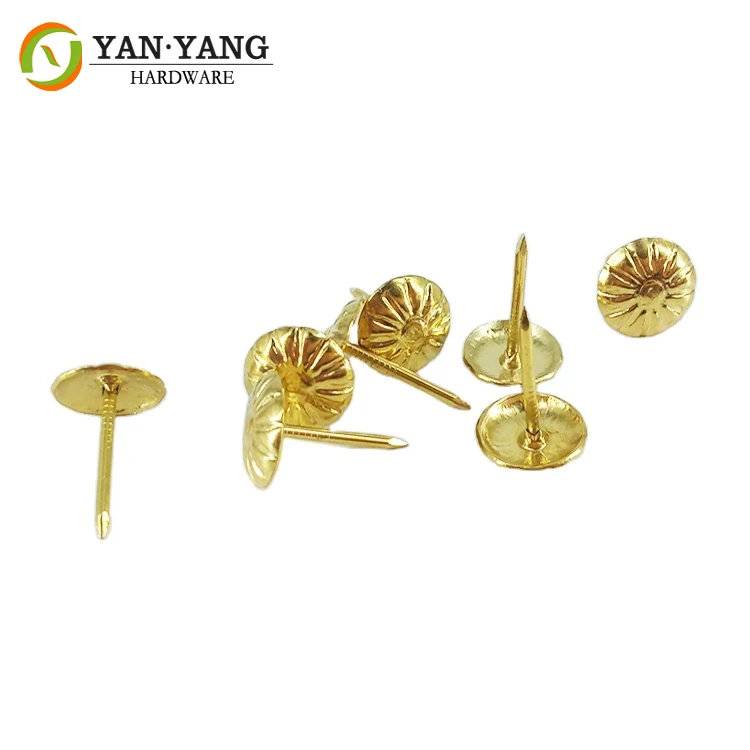 furniture accessories 11mm round shiny golden iron decorative upholstery furniture chair sofa nails