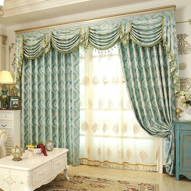 Luxury Design Popular Cheap Valance Living Room Embroidery Jacquard Curtains For The Living Room