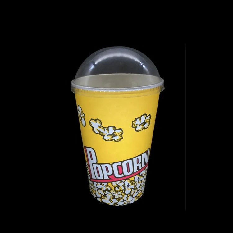 double walled Disposable Logo Print nachos Paper Cup Holder 32oz  46oz Popcorn cup Bucket With Lid