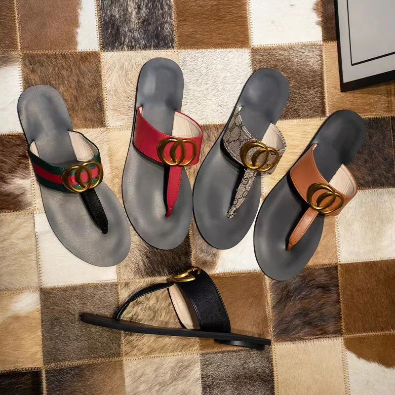 Ladies High quality Luxury Summer sandals flip flops slides for women Designer Brands Slipper Supplier Flat Heels Sandals