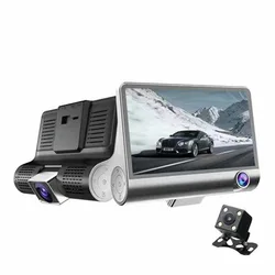 High Quality 4.0 inch full HD Car DVR Dash Cam with 3 camera lens Video Recorder 4K Security Camera front and rear 1080p for Car