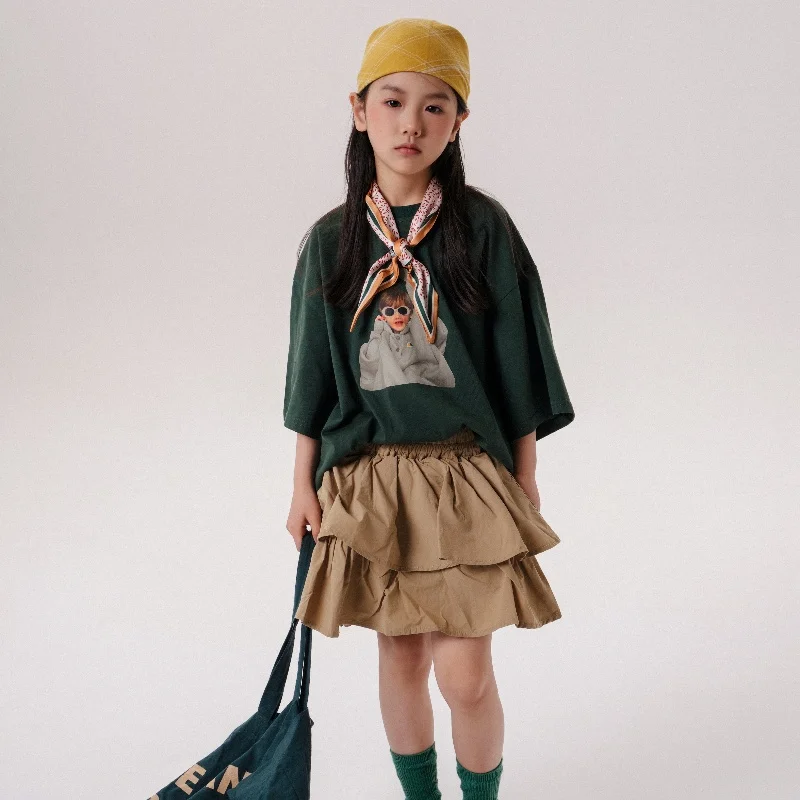 Kids Toddler Tape Folder Basic Short Sleeve Plain Summer Oversized Girl T-shirts For Aged 2-7Y Oversized Girl T-shirts