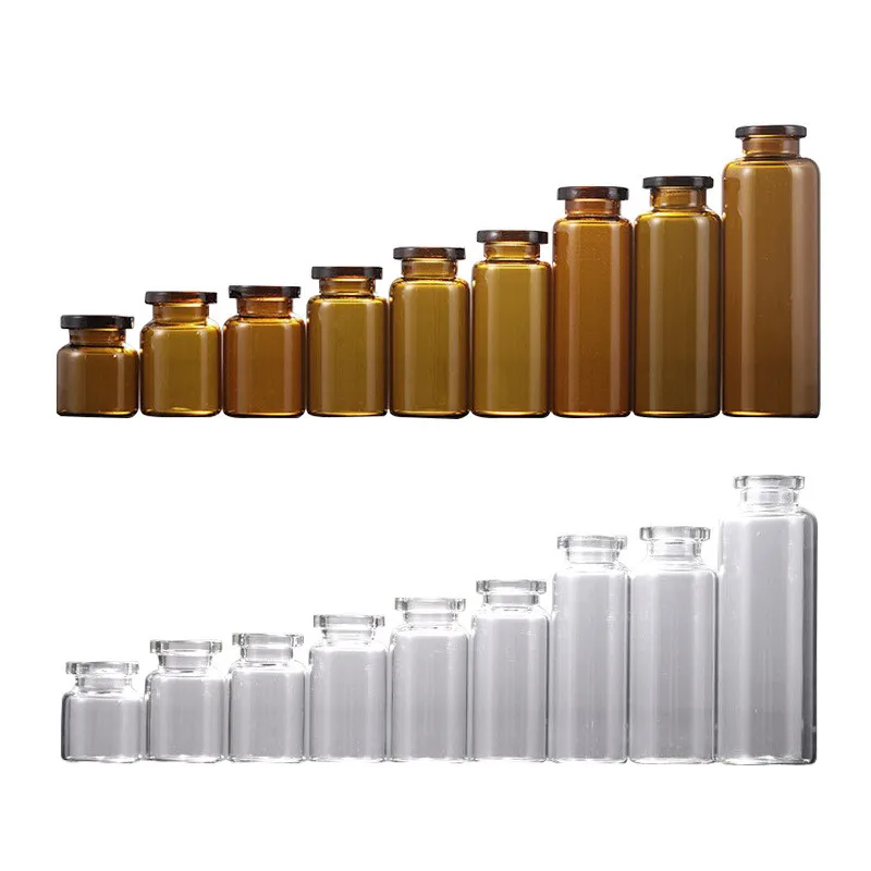 Wholesale 5ml 10ml amber glass vials with septa screw cap lyophilized powder bottle glass vial rubber stopper