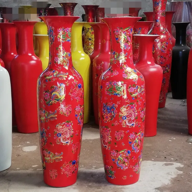 Традиционная китайская ваза для красного пола очень большая керамическая 0 9 м 1 2 4 6 8