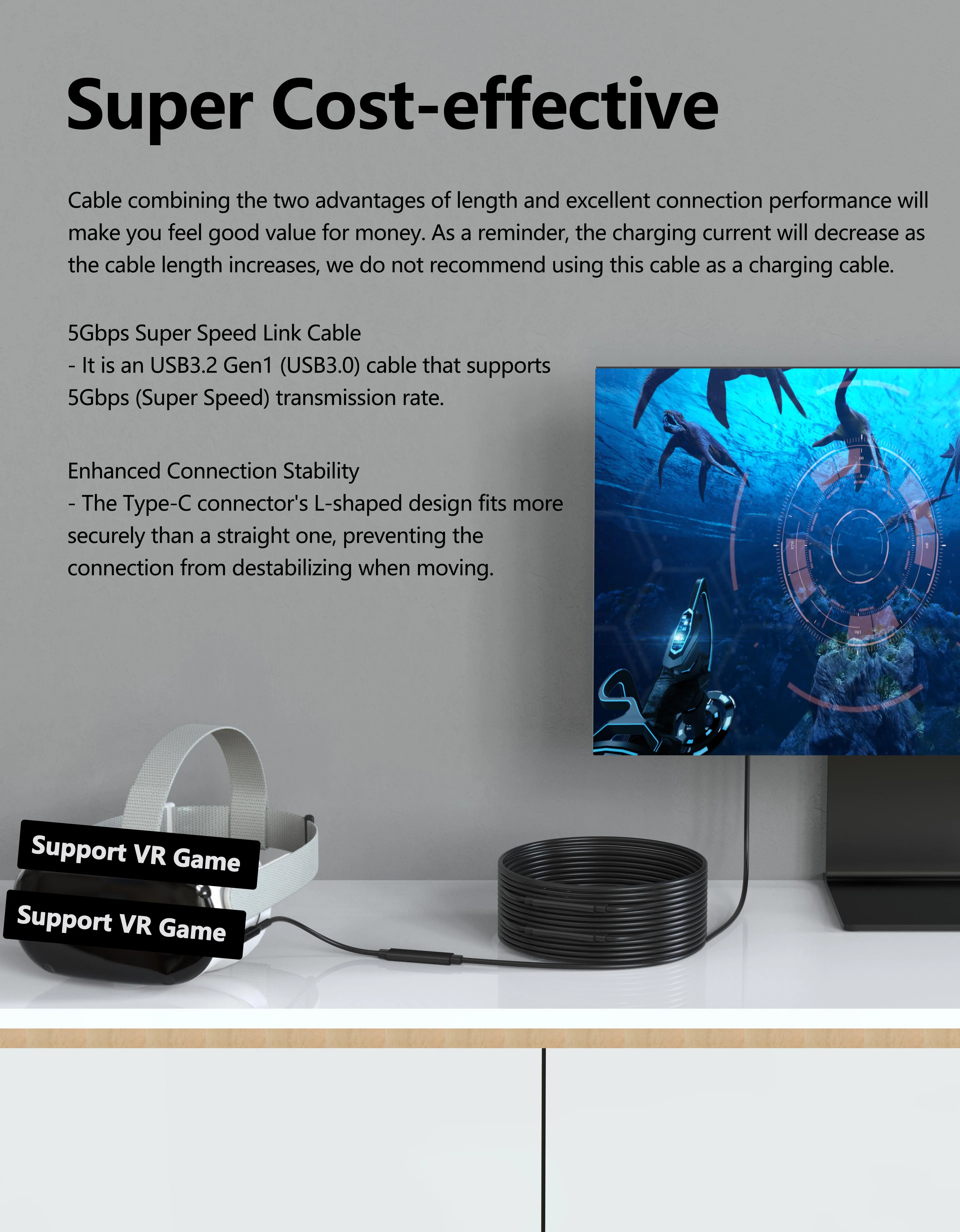 Wholesale 10M USB Cable Active Type C Data Extension Cable OEM USB C Female Cords for Photography Camera Computer Accessories