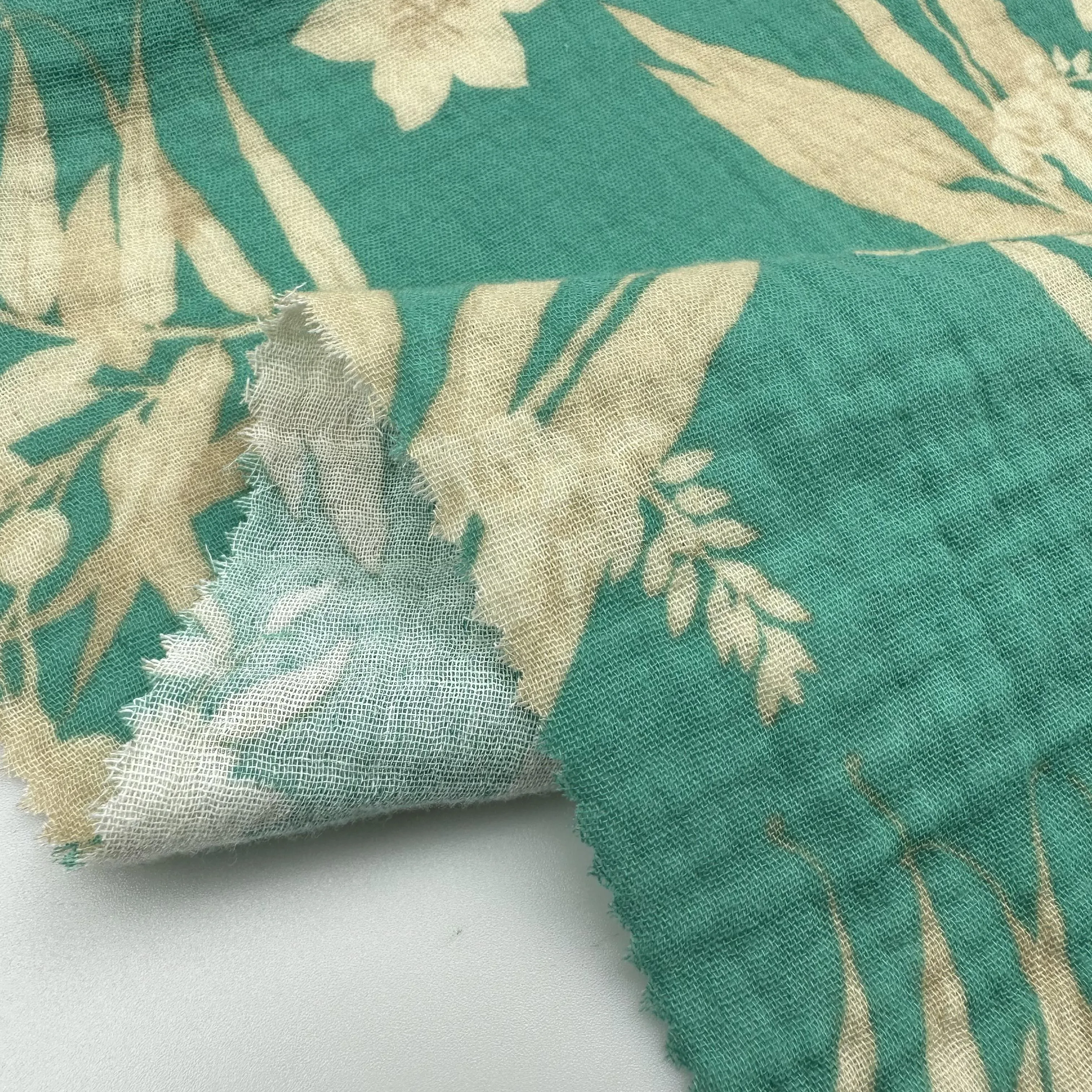 Factory breathable 100% organic cotton double crepe digital printed pattern fabric for women dress