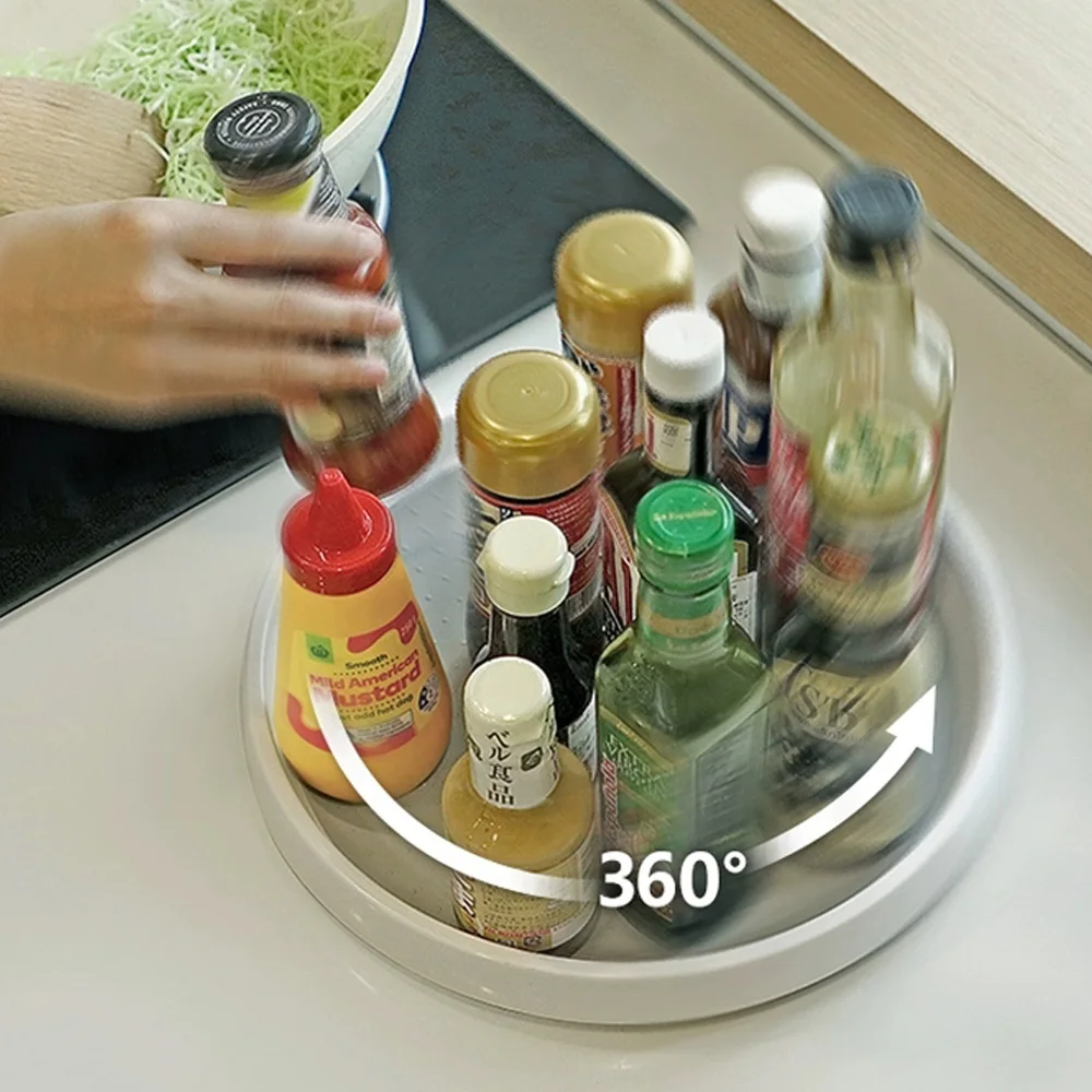 Sleek and Stylish 2 Tier Home and Kitchen Lazy Susan Storage  Organizer Turntable With Streamlined Look