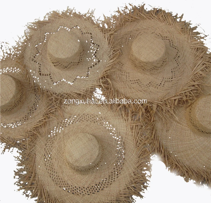 custom wholesale handmade natural grass raffia straw hat body Floppy straw hat body