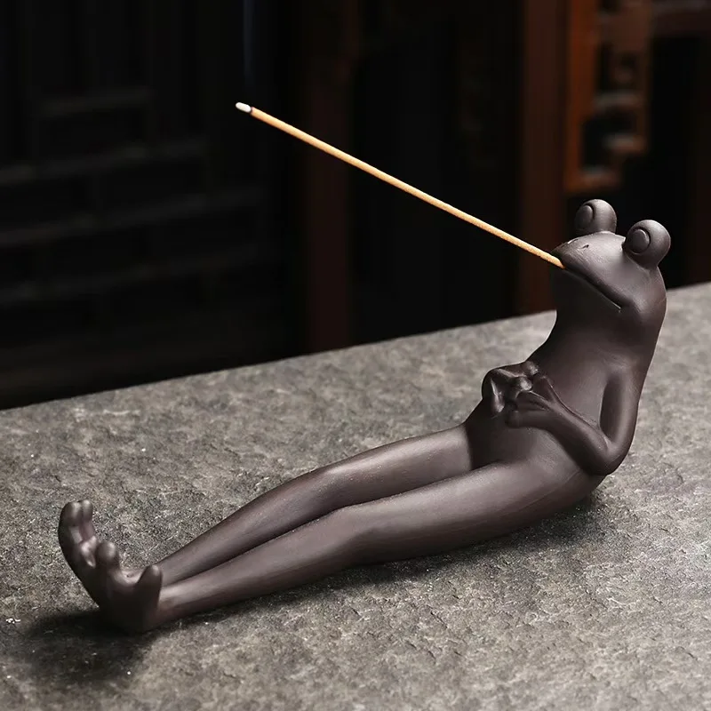 Popular frog incense plate ceramics in office yoga hall agarwood sandalwood funny interesting STICK INCENSE HOLDER