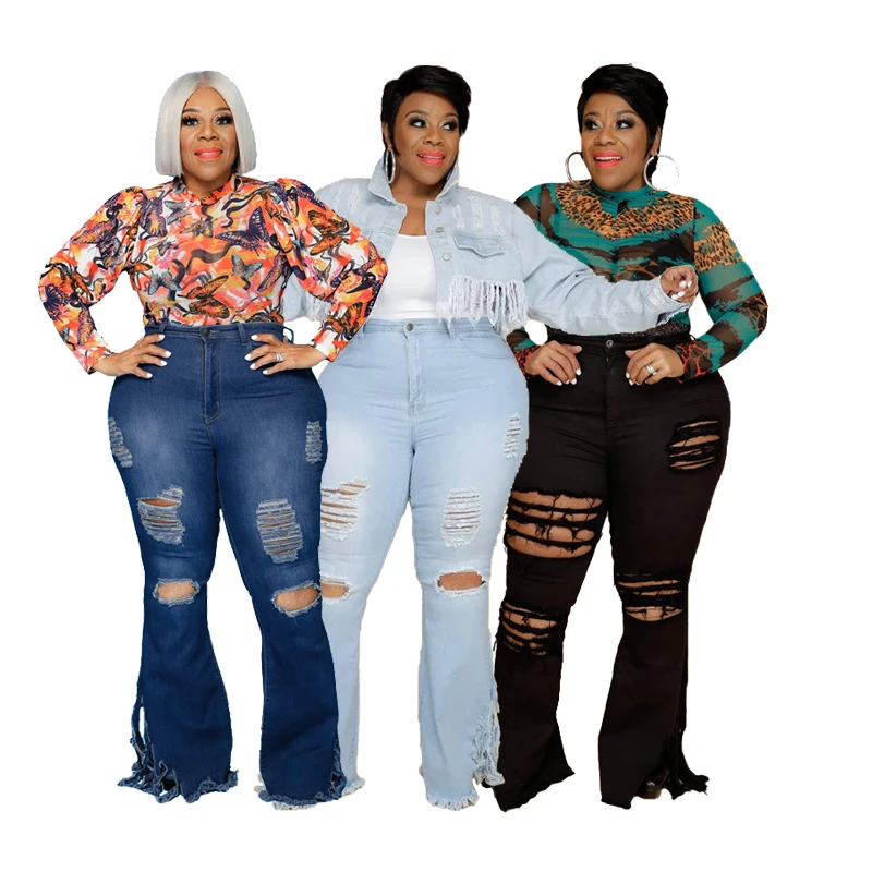 S-5XL женские большеразмерные Стретч джинсы с высокой талией повседневные синие офисные туфли узкие расклешенные брюки классические джинсовые