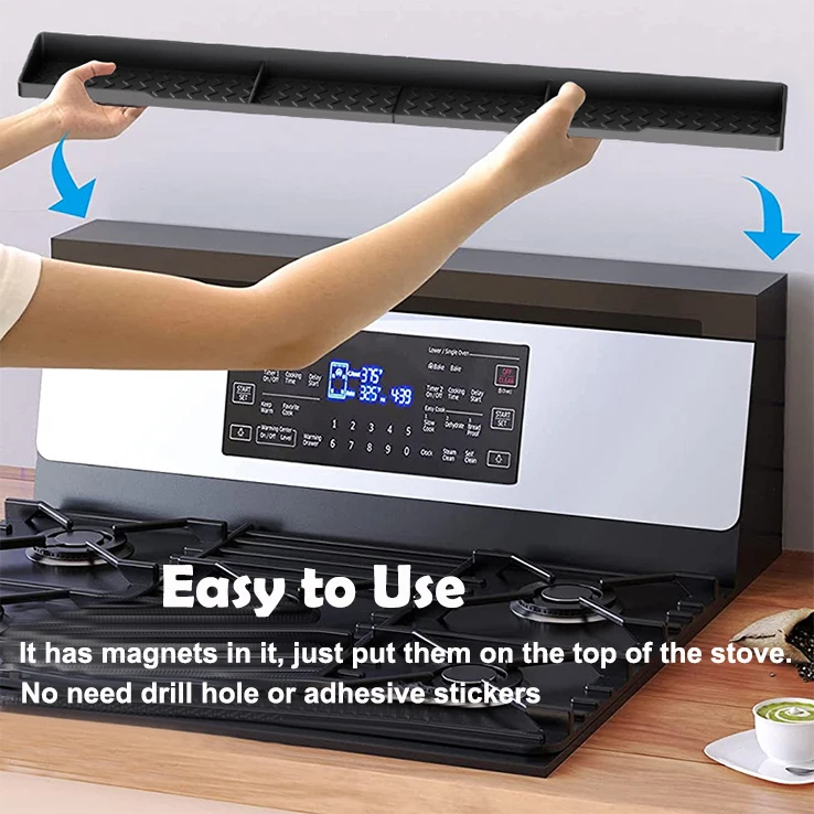 30 Inches Kitchen Silicone Magnetic Over Stove Top Shelf for Kitchen organization Spice Rack