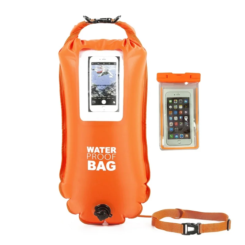 In Stock Swim Buoy Swimming Floats Waterproof Inflatable Dry Bag Double Air Chamber Sack Safety For Swimmers pool buoys