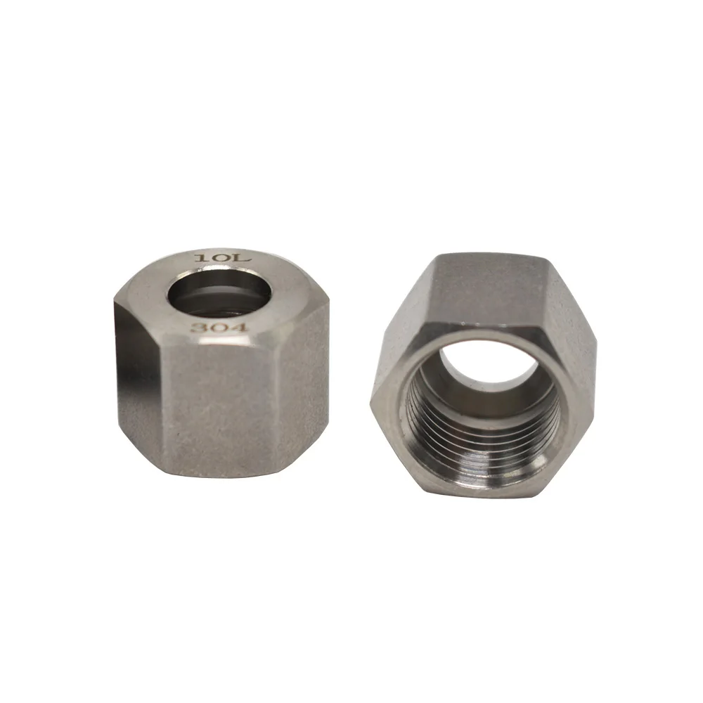304 stainless steel ferrule fitting hexagon nuts snap ring special nut single ferrule fitting 4 6