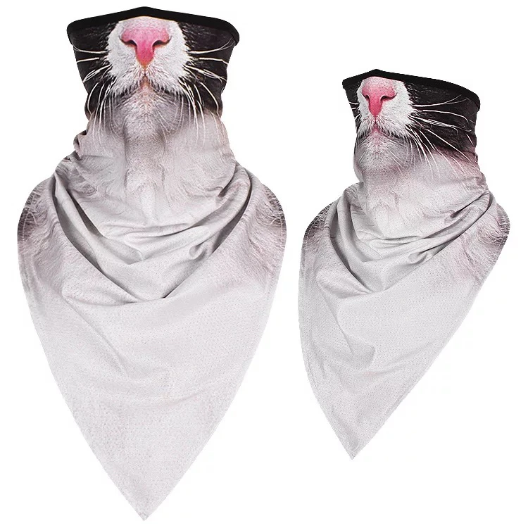 Fashion custom logo animal mouth imprint triangle bandana with ear loop
