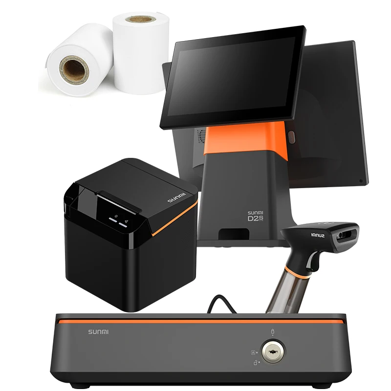 Wi-Fi BT USB емкостный сенсорный экран точки продажи системы все в одном POS-Терминале с термопринтером